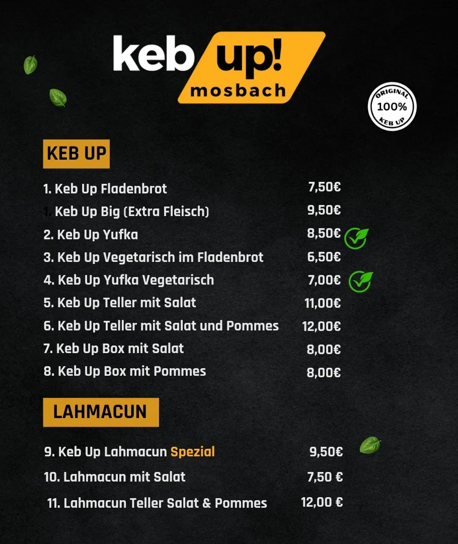 Speisekarte Seite 1