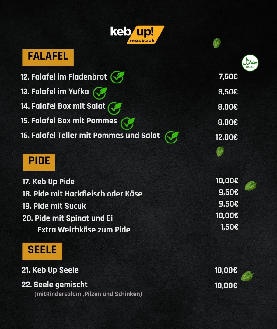 Speisekarte Seite 2